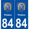 84 Piolenc blason autocollant plaque stickers ville