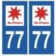 77 Seine et Marne autocollant plaque