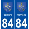 84 Sarrians blason autocollant plaque stickers ville