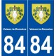 84 Vaison-la-Romaine blason autocollant plaque stickers ville