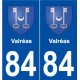 84 Valréas blason autocollant plaque stickers ville