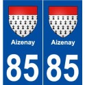 85 Aizenay blason autocollant plaque stickers ville