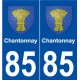 85 Chantonnay escudo de armas de la etiqueta engomada de la placa de pegatinas de la ciudad