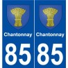 85 Chantonnay escudo de armas de la etiqueta engomada de la placa de pegatinas de la ciudad