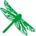 Etiqueta engomada de la libélula pegatinas de color verde