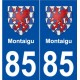 85 Montaigu escudo de armas de la etiqueta engomada de la placa de pegatinas de la ciudad
