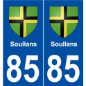 85 Soullans escudo de armas de la etiqueta engomada de la placa de pegatinas de la ciudad