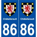 86 Chatellerault escudo de armas de la etiqueta engomada de la placa de pegatinas de la ciudad