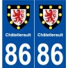 86 Châtellerault blason autocollant plaque stickers ville