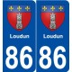 86 Loudun blason autocollant plaque stickers ville