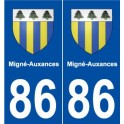 86 Migné-Auxances blason autocollant plaque stickers ville