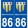 86 Migné-Auxances blason autocollant plaque stickers ville