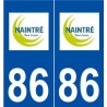 86 Naintré logo autocollant plaque stickers ville