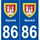 86 Naintré blason autocollant plaque stickers ville