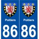 86 Poitiers blason autocollant plaque stickers ville