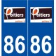 86 Poitiers logo autocollant plaque stickers ville