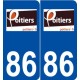 86 Poitiers logo autocollant plaque stickers ville