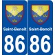 86 Saint-Benoît blason autocollant plaque stickers ville