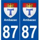 87 Ambazac blason autocollant plaque stickers ville