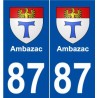 87 Ambazac blason autocollant plaque stickers ville