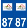87 Ambazac logo autocollant plaque stickers ville