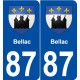 87 Bellac blason autocollant plaque stickers ville