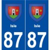 87 Isle blason autocollant plaque stickers ville