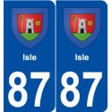 87 Isle blason autocollant plaque stickers ville