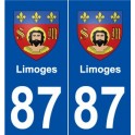 87 Limoges coat of arms sticker plate stickers city