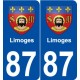 87 Limoges blason autocollant plaque stickers ville