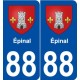 88 Épinal blason autocollant plaque stickers ville
