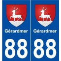 88 Gerardmer escudo de armas de la etiqueta engomada de la placa de pegatinas de la ciudad