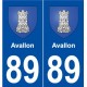 89 Avallon blason autocollant plaque stickers ville