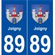 89 Joigny  blason autocollant plaque stickers ville