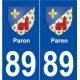 89 Paron blason autocollant plaque stickers ville