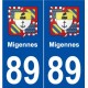 89 Migennes blason autocollant plaque stickers ville