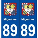 89 Migennes blason autocollant plaque stickers ville