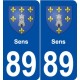 89 Sens blason autocollant plaque stickers ville