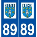 89 Sens logo autocollant plaque stickers ville