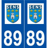 89 Sens logo autocollant plaque stickers ville
