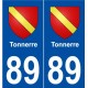 89 Tonnerre  blason autocollant plaque stickers ville