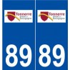 89 Tonnerre logo autocollant plaque stickers ville