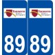 89 Tonnerre logo autocollant plaque stickers ville