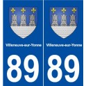 89 Villeneuve-sur-Yonne blason autocollant plaque stickers ville
