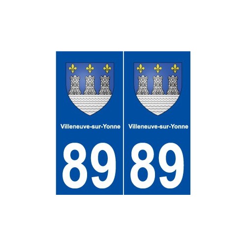 89 Villeneuve-sur-Yonne blason autocollant plaque stickers ville