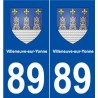 89 Villeneuve-sur-Yonne blason autocollant plaque stickers ville