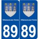 89 Villeneuve-sur-Yonne blason autocollant plaque stickers ville