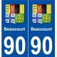 90 Beaucourt blason autocollant plaque stickers ville
