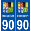 90 Beaucourt blason autocollant plaque stickers ville