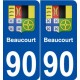 90 Beaucourt blason autocollant plaque stickers ville